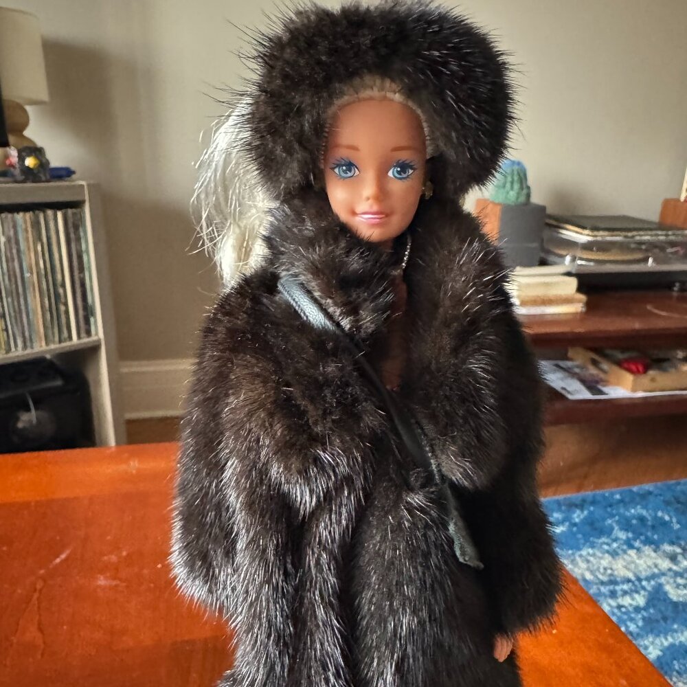 1994 Vintage Lara's Fur Mink Coat Barbie Collectible